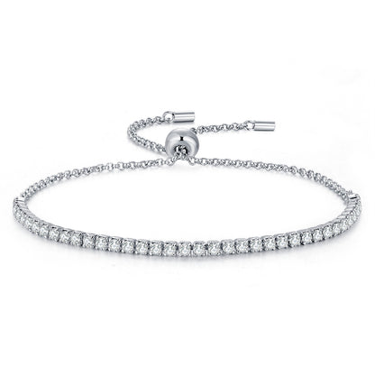 Sterling Silver Adjustable Crystal Charm Bracelet
