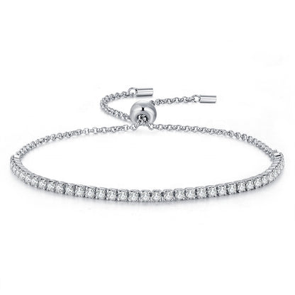 Sterling Silver Adjustable Crystal Charm Bracelet