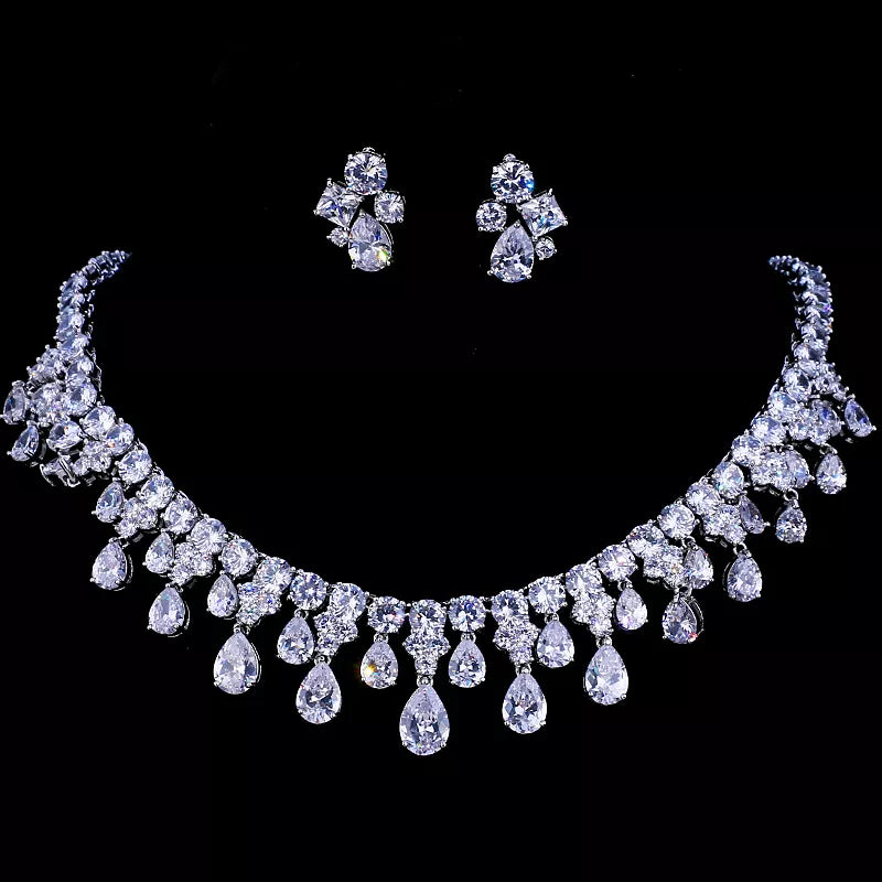 Cubic Zirconia Necklace and Earring Set.