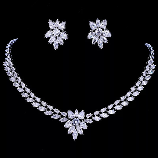 Luxury Cubic Zirconia Necklace and Earring Set.