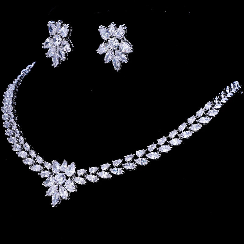 Luxury Cubic Zirconia Necklace and Earring Set.