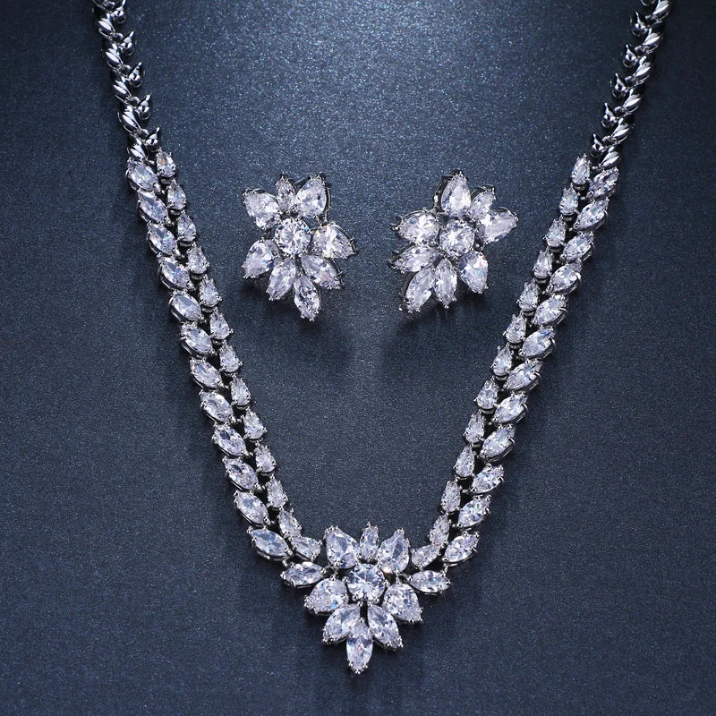 Luxury Cubic Zirconia Necklace and Earring Set.