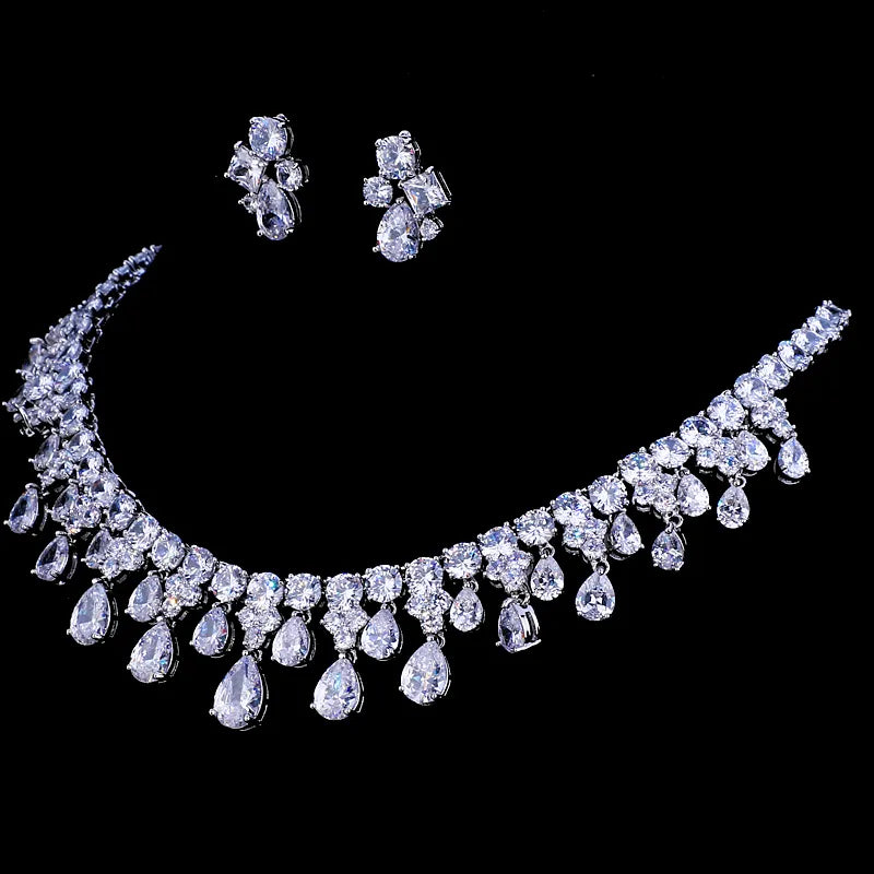 Cubic Zirconia Necklace and Earring Set.