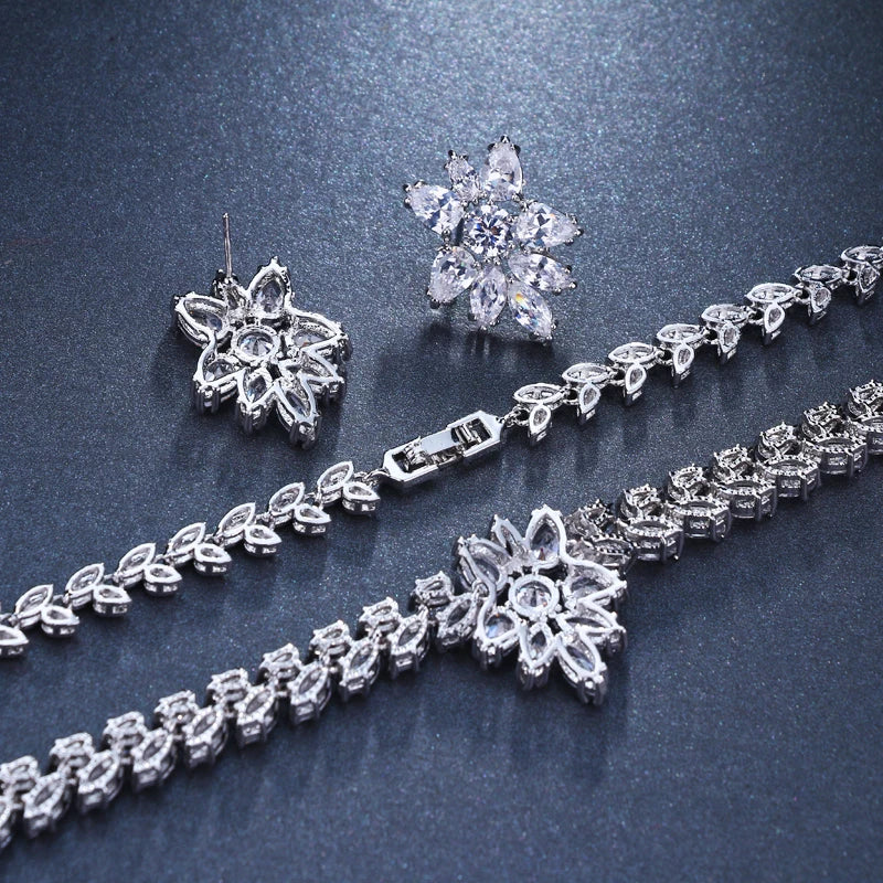 Luxury Cubic Zirconia Necklace and Earring Set.