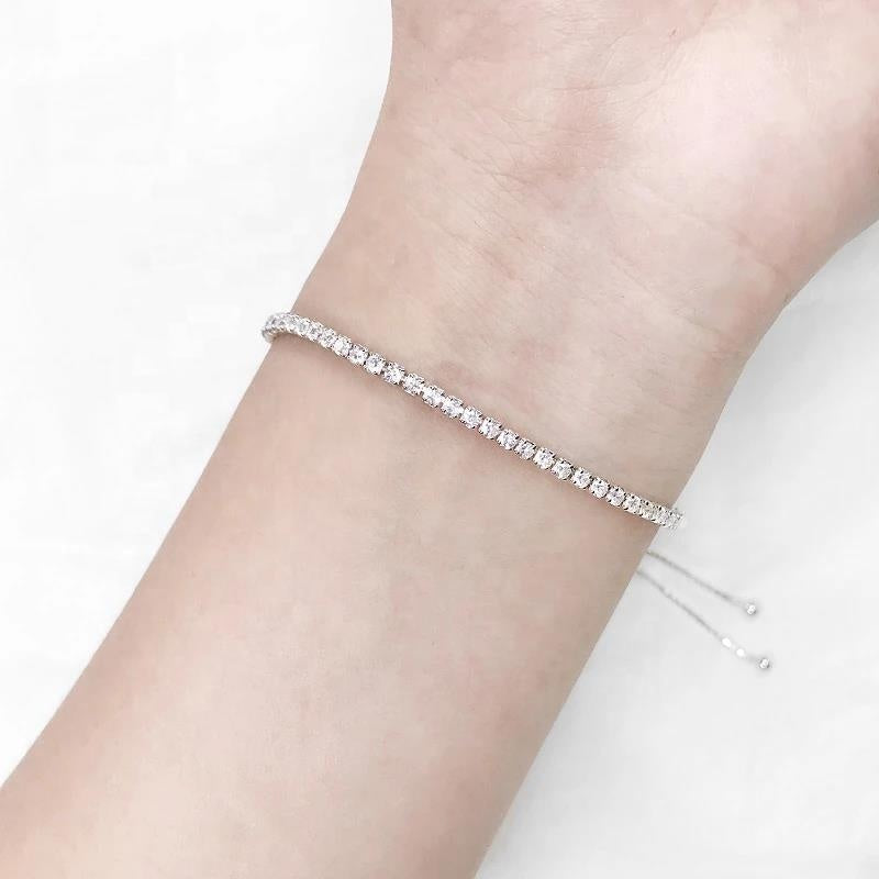 Sterling Silver Adjustable Crystal Charm Bracelet