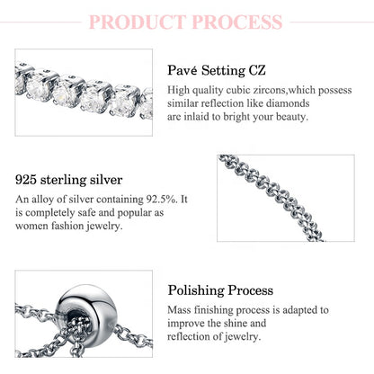 Sterling Silver Adjustable Crystal Charm Bracelet